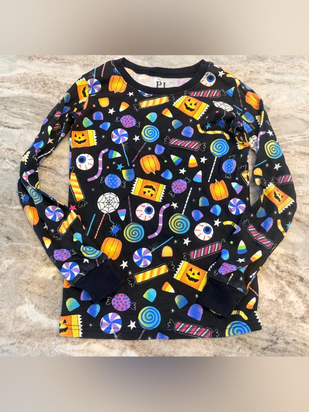 PJ Place Kids Halloween Candy Print Pajama Top Size 10